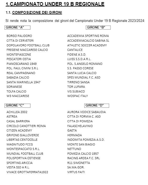 Campionato Regionale Under 19