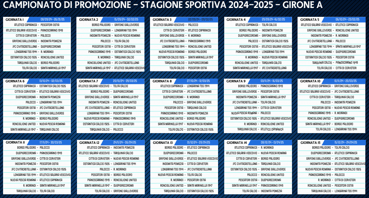 Promozione Lazio CALENDARIO Girone A