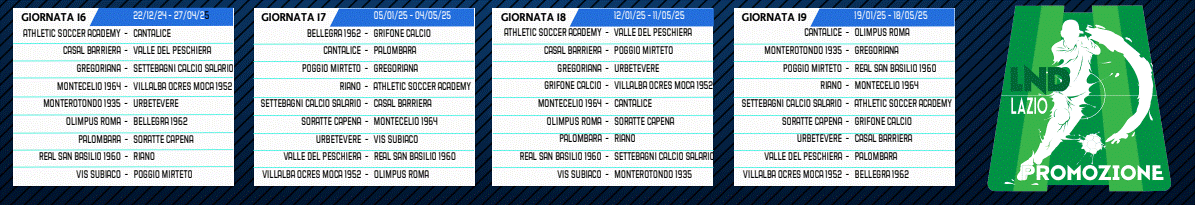 Promozione Lazio Girone B calendario