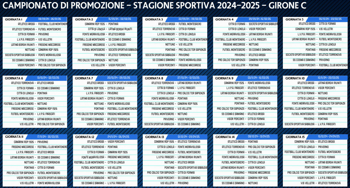 Promozione Lazio Girone C calendario