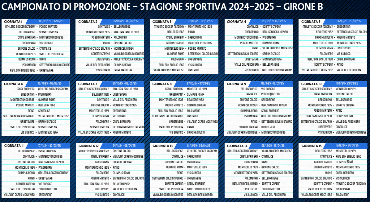 Promozione Lazio calendario Girone B