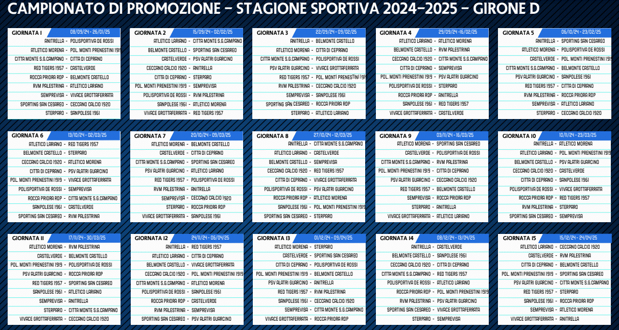 Promozione Lazio calendario Girone D